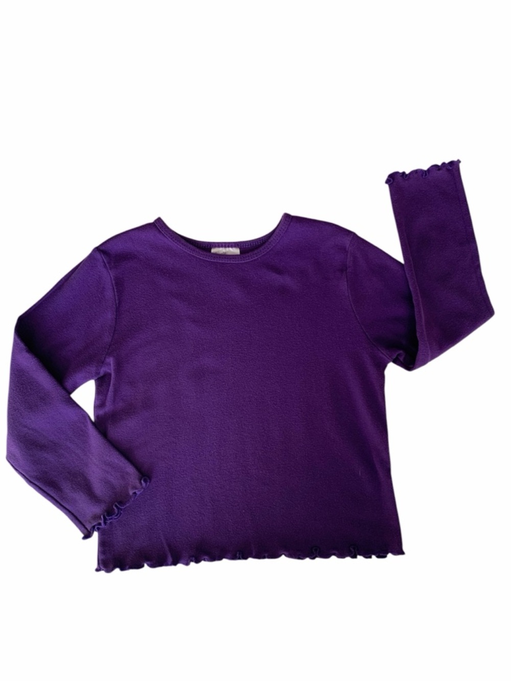Kid Connection Shirt Girls 5T Purple Long Sleeves Lettuce Trim Crewneck Pullover